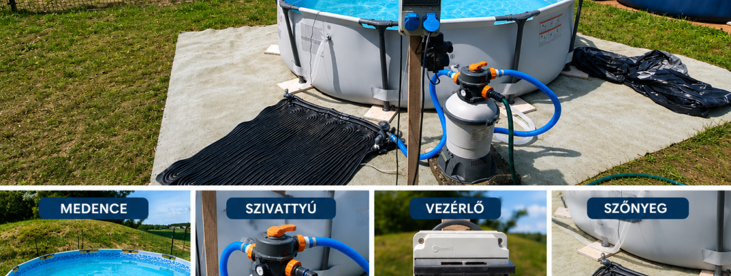 Szolár szőnyeg és hőszivattyú együtt? Automatikus medencefűtés költséghatékonyan