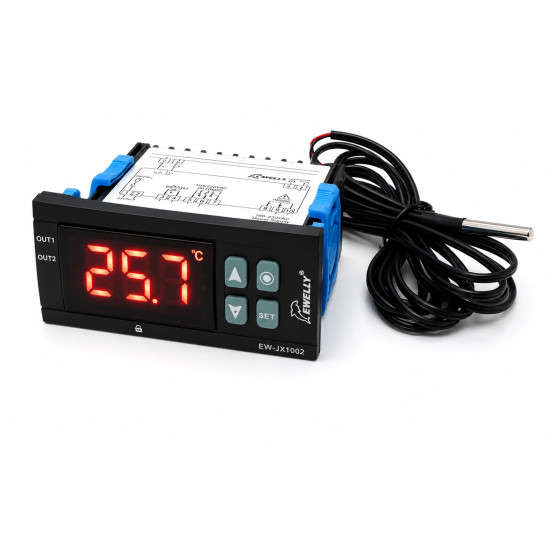 EW-JX1002 digitális termosztát 230V, 2 relés, NTC érzékelővel