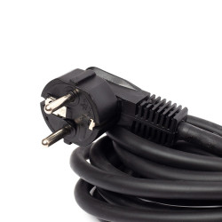 3x0.75mm fekete kábel 1,8 m 2+F dugóval, forrasztható véggel