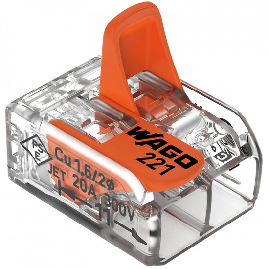 Wago új karos (csatos) vezeték összekötő, 2 x 4mm²