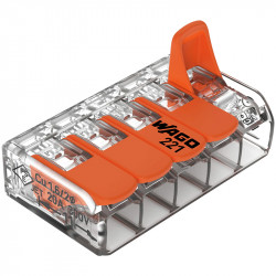 Wago új karos (csatos) vezeték összekötő, 5 x 4mm²